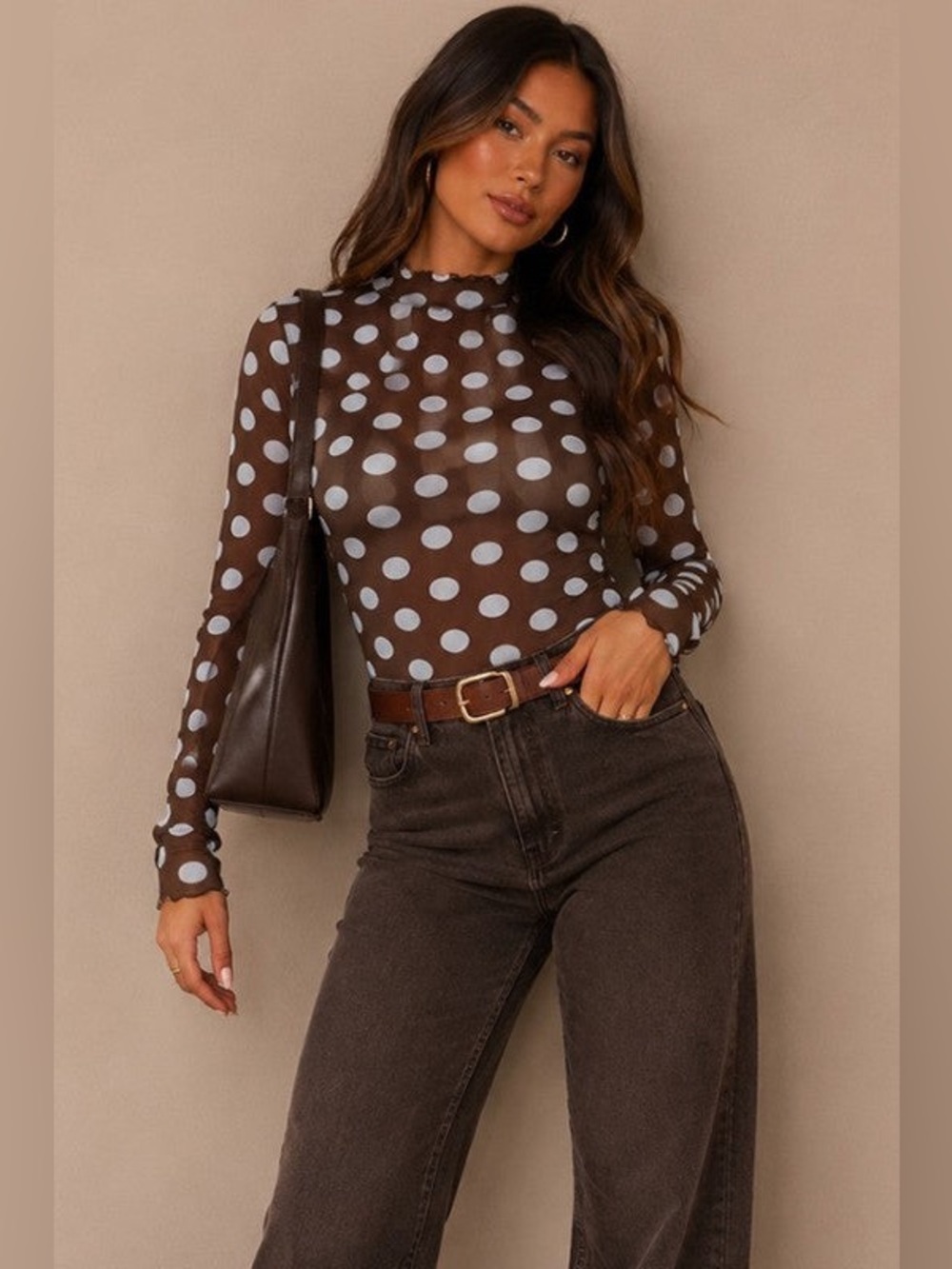 Polka Dot Mesh Top